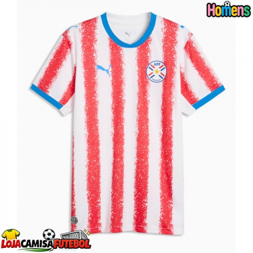 Camisa de Futebol Paraguai Equipamento Principal Mundo 2026 Manga Curta